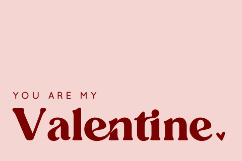 Valentijnskaart typografisch in roze tinten