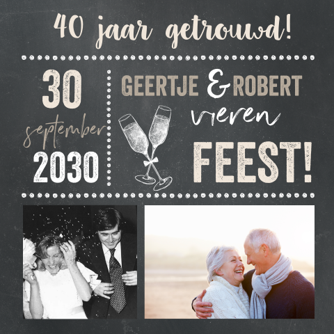 Uitnodiging typografisch 40-jarig jubileum
