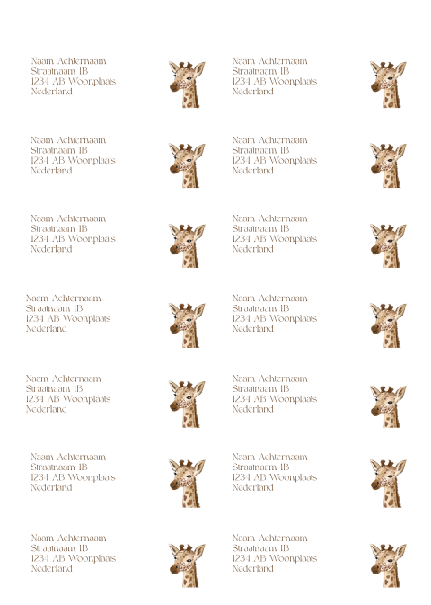 Adresstickers met giraf