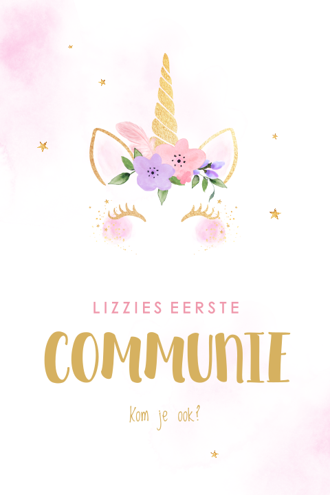 Unicorn communiekaart meisje