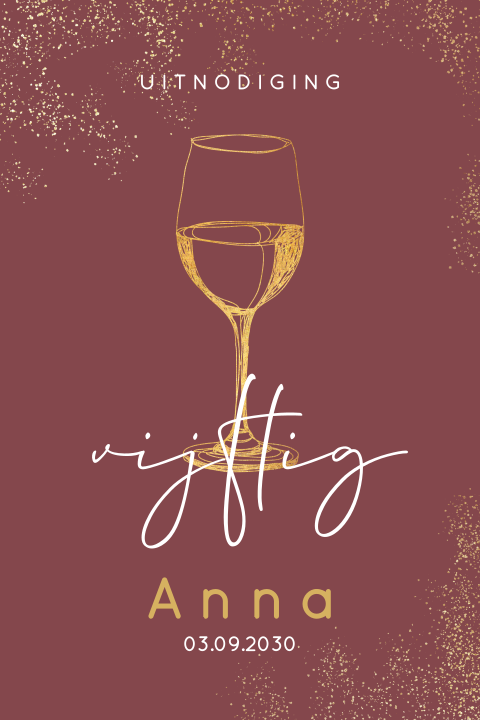 Verjaardag uitnodiging 50 met gouden spetters