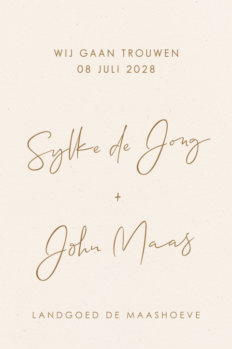 Save the Date bruiloft in neutrale kleuren