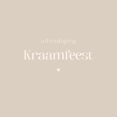 Kraamborrelkaartje in neutrale kleur met hartje