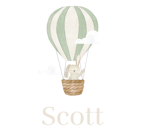 Rompertje lange mouw met luchtballon, konijn en naam