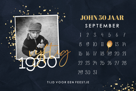 Uitnodiging verjaardag 50 jaar kalender goud