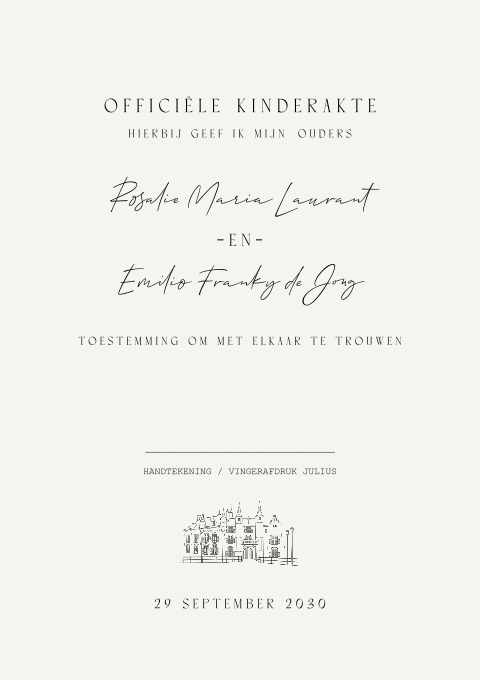 Kinderakte zwart wit met inkttekening 