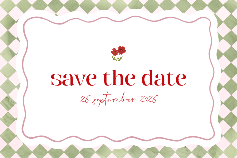 Kleurrijke save the date uitnodiging met bloemen