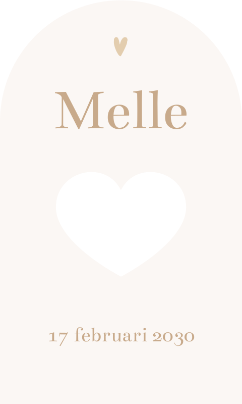 Boogkaartje beige met hartje