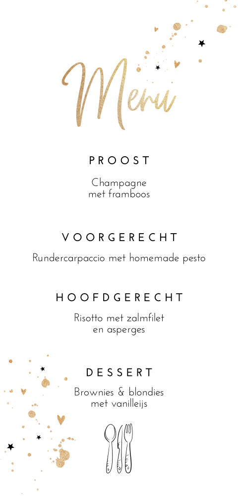 Stijlvolle menukaart met spetters