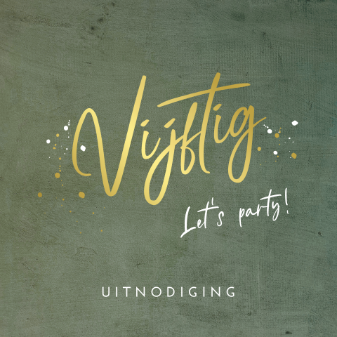 50 jaar verjaardag uitnodiging met goudfolie