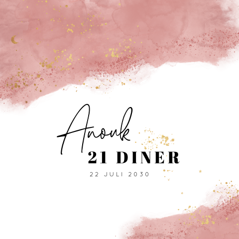 Verjaardag uitnodiging 21 jaar feestelijk met spetters