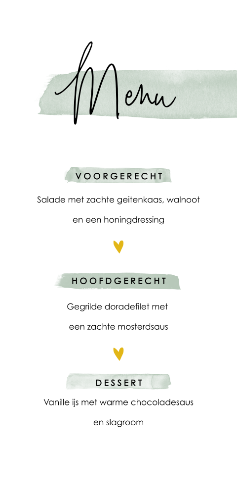 Trend menukaart met verfstrepen