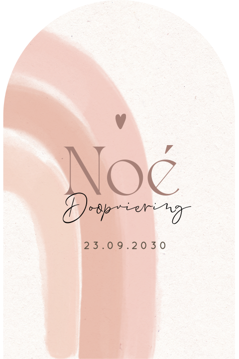 Doopkaart originele vorm met roze regenboog