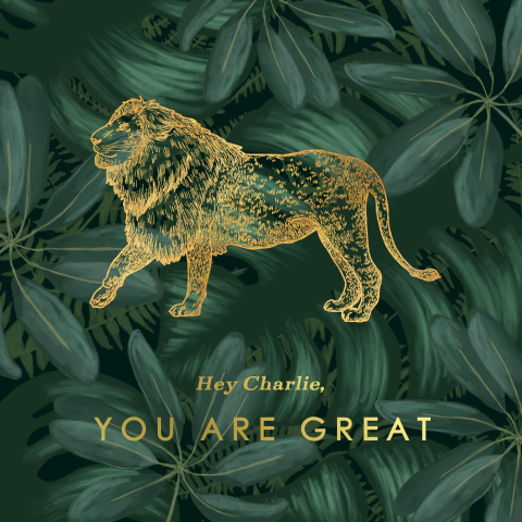 Wenskaart jungle you are great met goudfolie