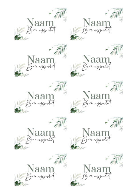 Kerstdiner naamkaartjes botanisch