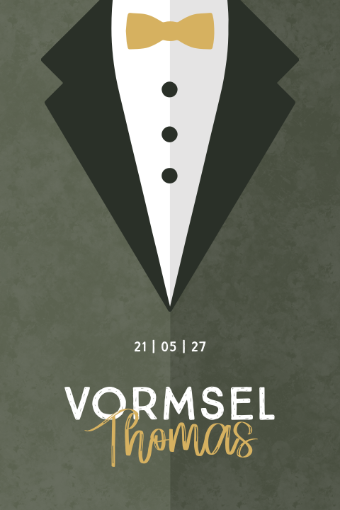 Uitnodiging Vormsel met smoking in groene tinten