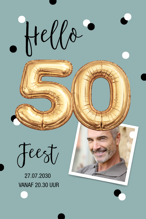 Abraham goudfolie uitnodiging met foto