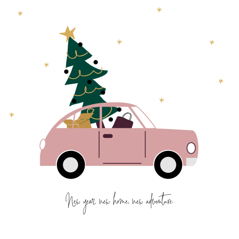 Grappig en origineel verhuiskaartje in kerst stijl