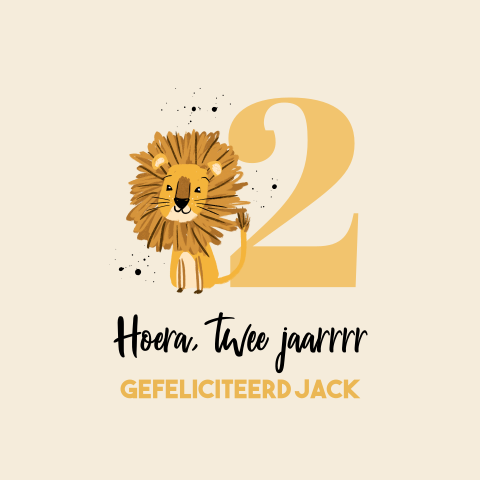 Stoere verjaardagskaart jongen leeuw