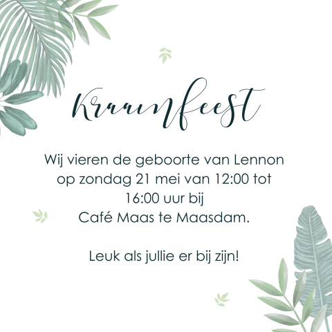 Kraamborrelkaartje jungle