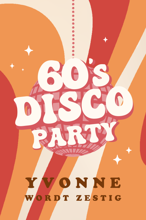 Retro uitnodiging 60e verjaardag sixties party