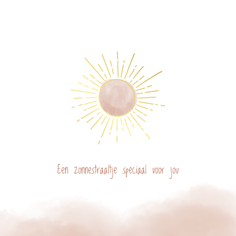 Beterschap kaart met goudfolie zon en roze watercolour