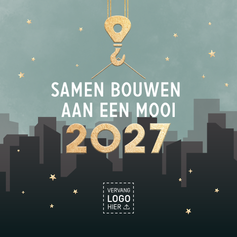 Zakelijke kerstkaart voor bouw met goudlook