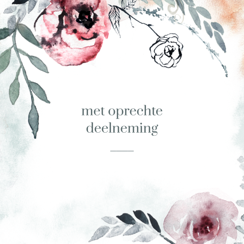 Stijlvolle condoleancekaart met aquarel bloemen