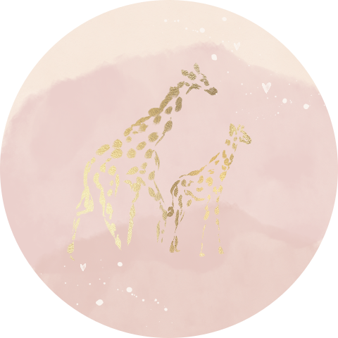 Muurcirkel kinderkamer met giraffe goud