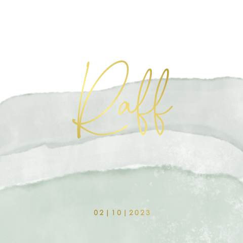 Stijlvol geboortekaartje jongen watercolour goudfolie