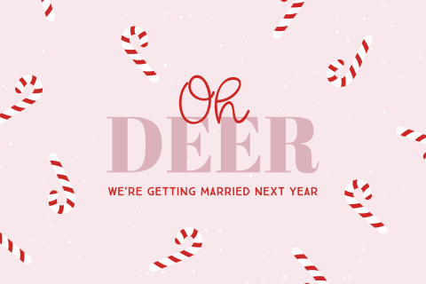 Oh Deer save the date kaart met zuurstokjes