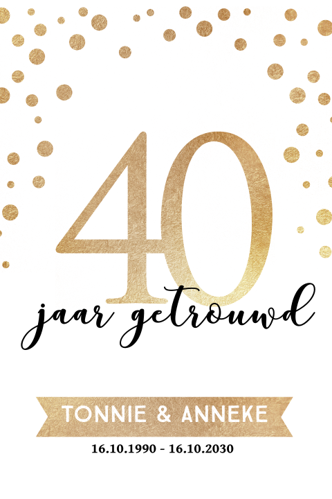 40-jarig huwelijk uitnodiging gouden confetti
