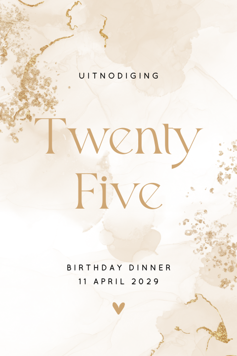 Uitnodiging verjaardag 25 jaar met omkleurbare watercolor