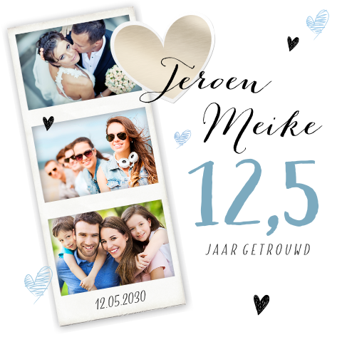 Hip en trendy design uitnodiging jubileum met foto