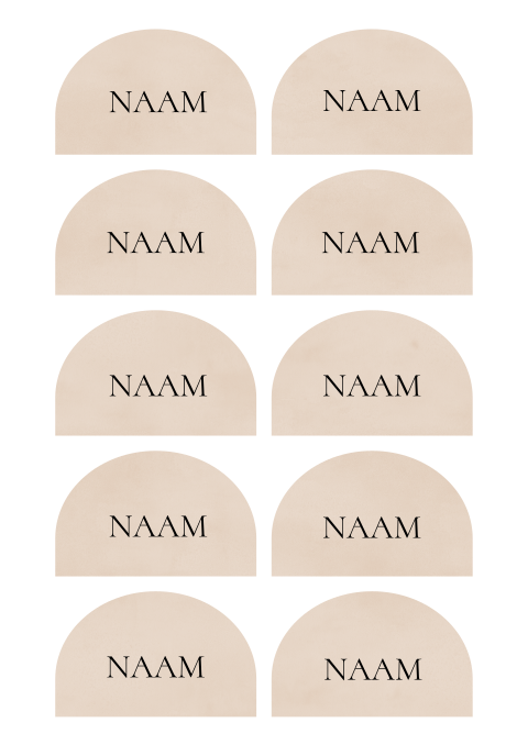 Naamkaartjes beige in boogvorm