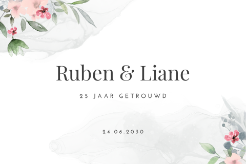 Jubileumkaart 25 jaar met bloemen