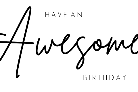 Zwart witte felicitatiekaart verjaardag