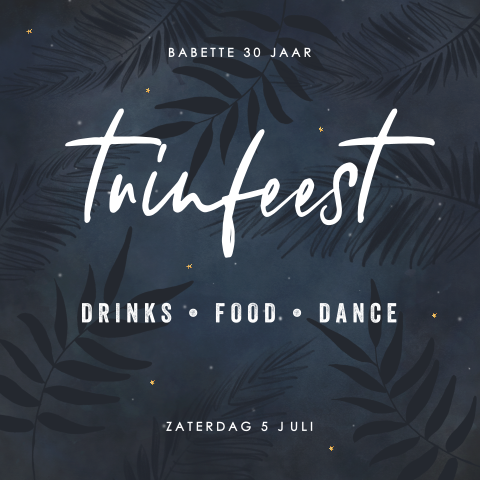 Tuinfeest uitnodiging stoer met bladeren