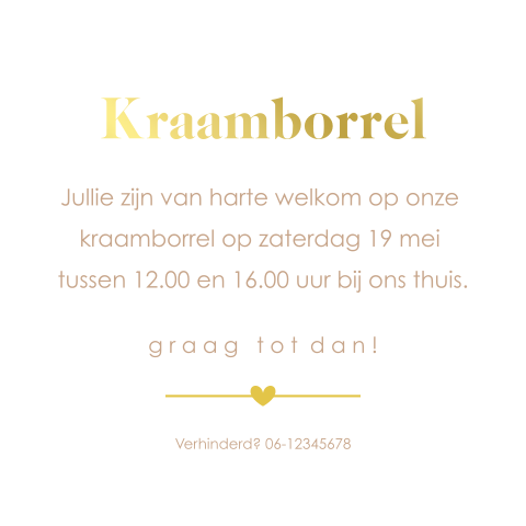 Klein kraamborrelkaartje met goudfolie