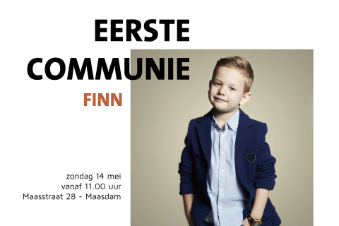 Stoere uitnodiging Eerste Communie met foto