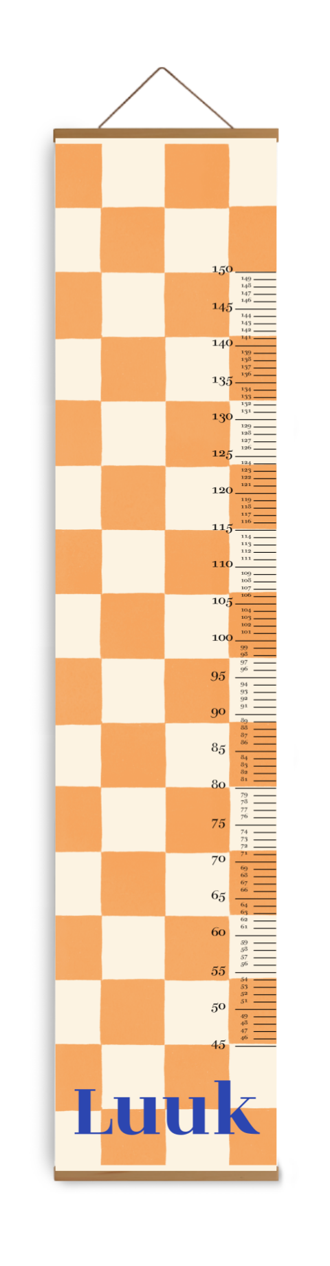 Groeimeter voor kinderkamer oranje geblokt
