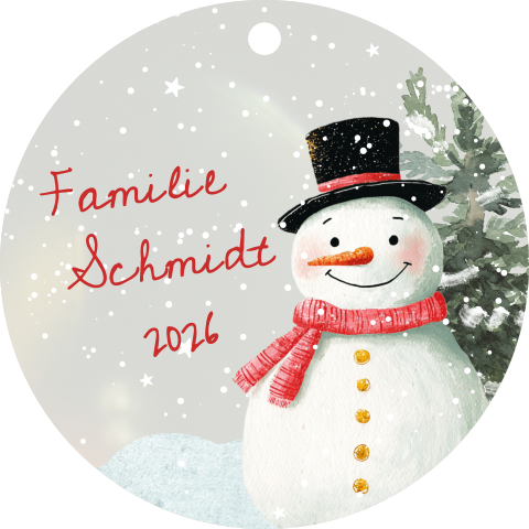 Acryl kersthanger met sneeuwpop en naam