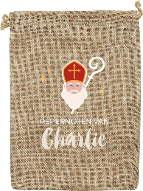Jute pepernotenzakje met Sinterklaas en naam