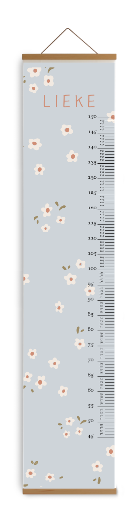 Groeimeter kinderkamer met bloemetjes en naam