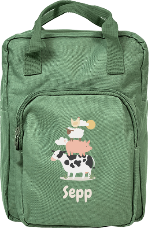 Rugzak Classic met naam en boerderijdieren