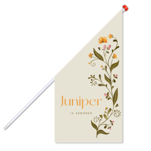 Geboortevlag in groen met sierlijke bloemen