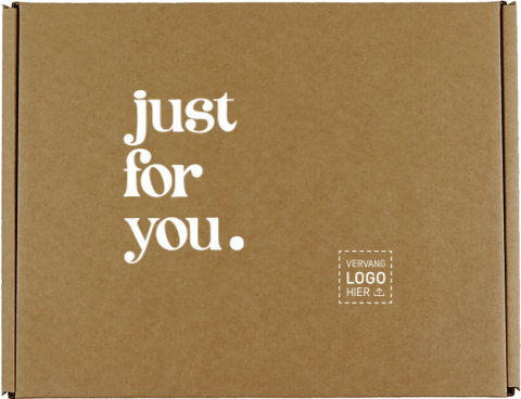 Cadeaudoos met just for you ontwerp als persoonlijk bedrijfs­cadeau