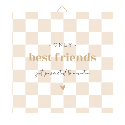 Tegeltje zwangerschapsaankondiging met beige ruitjes en tekst