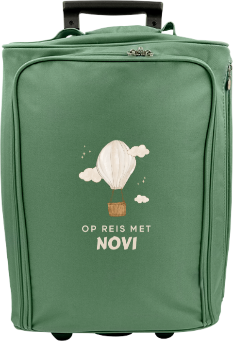 Reistrolley met luchtballon en naam