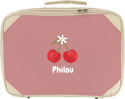 Koffertje met naam en kersen